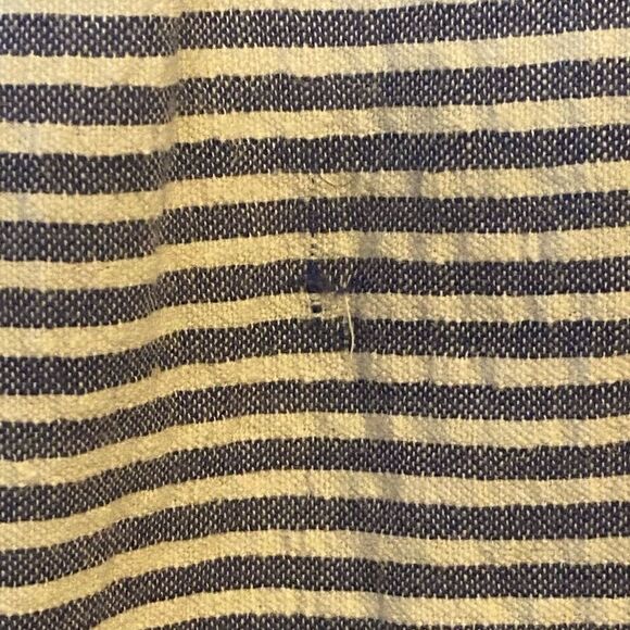 Madison Mathews Sz L Blue White Cotton Front Tie Relaxed Peplum Dress - Picture 6 of 8